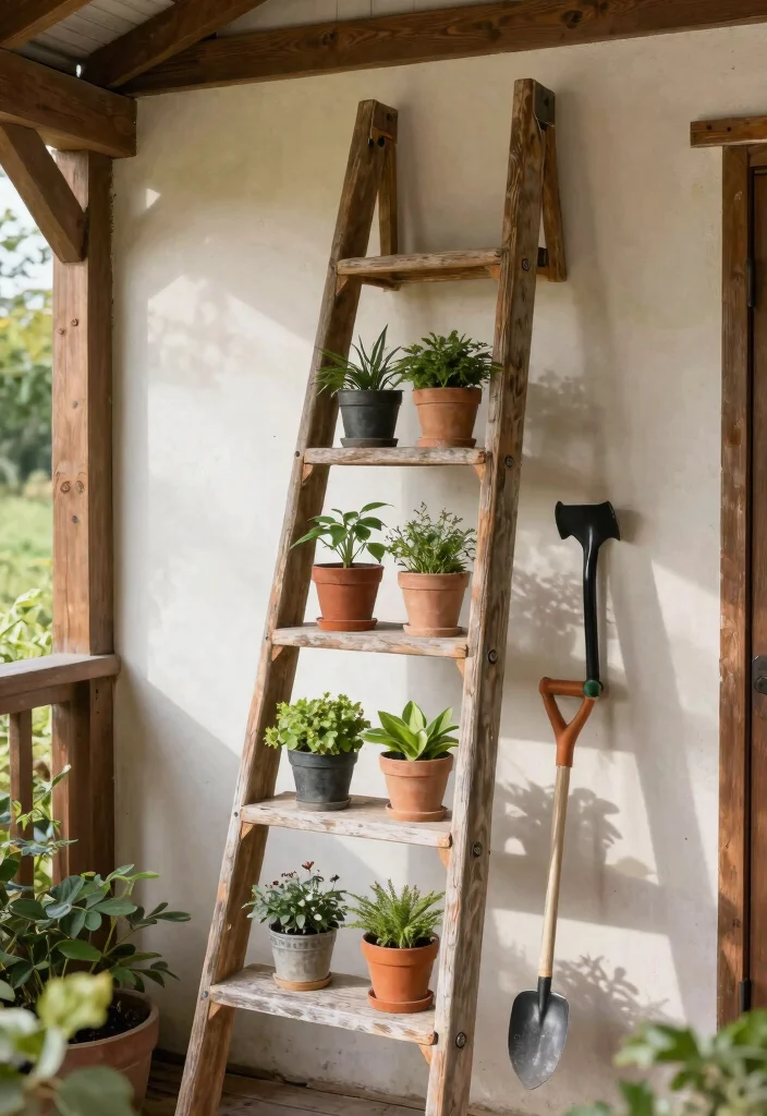 15 Smart Garden Shed Storage Ideas for Plant Lovers 9 15 Smart Garden Shed Storage Ideas for Plant Lovers 9. Ladder Storage for Tools 0