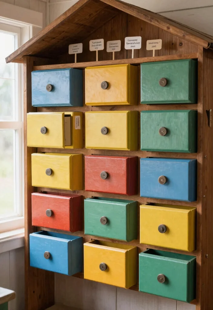 21 Best Shed Storage Ideas Organisation Hacks 17. Utilize Old Drawers for Small Item Storage 0