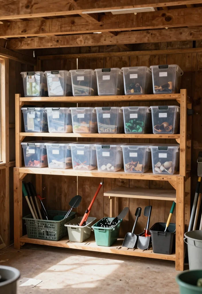 21 Best Shed Storage Ideas Organisation Hacks 3. Overhead Storage Bins 0