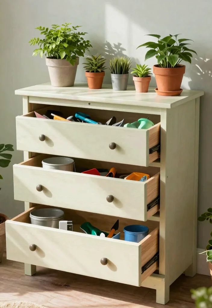 21 Best Shed Storage Ideas Organisation Hacks 5. Repurposed Furniture as Storage 0