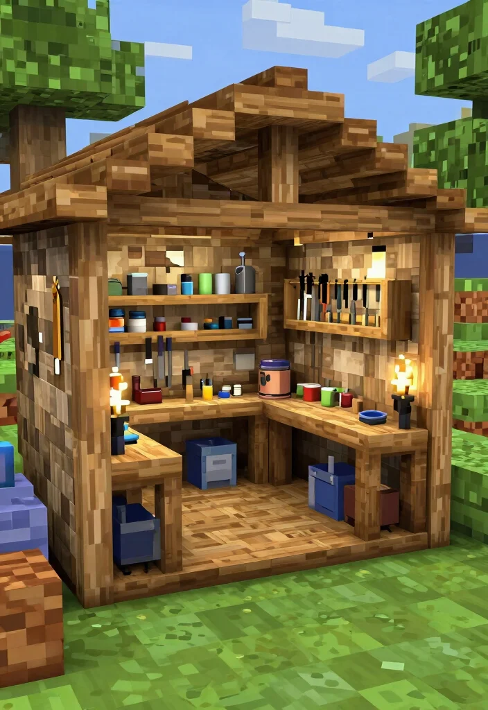 21 Creative Minecraft Storage Shed Ideas Best Builds 14. Workshop Shed 0