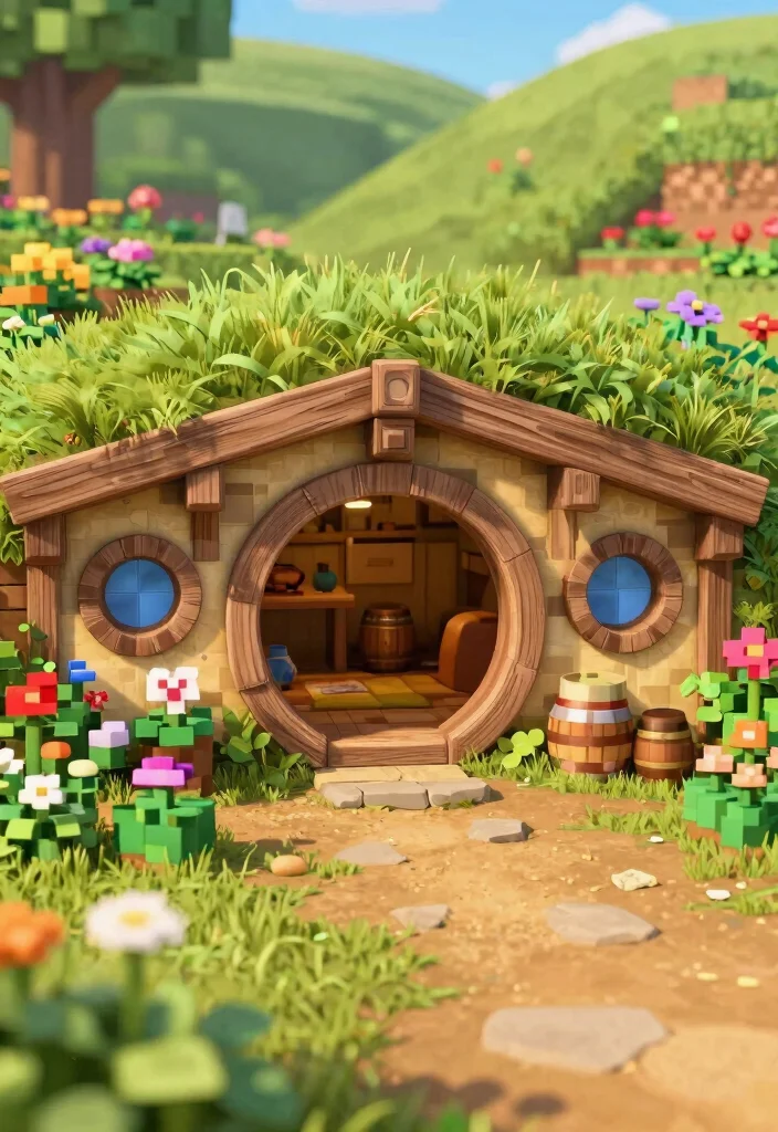 21 Creative Minecraft Storage Shed Ideas Best Builds 9. Hobbit Hole Shed 0