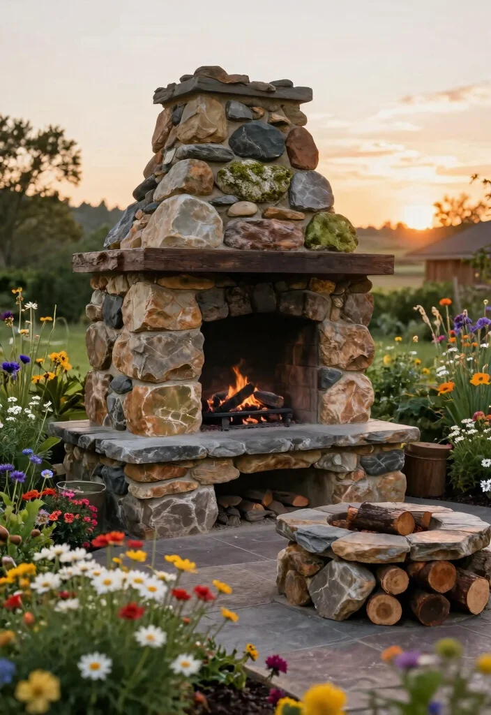 21 Dreamy Rustic Outdoor Fireplace Inspiration Photos 1. Stone Crafted Elegance 0