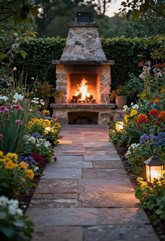 21 Dreamy Rustic Outdoor Fireplace Inspiration Photos 13. Garden Pathways Leading to Fireplaces 0