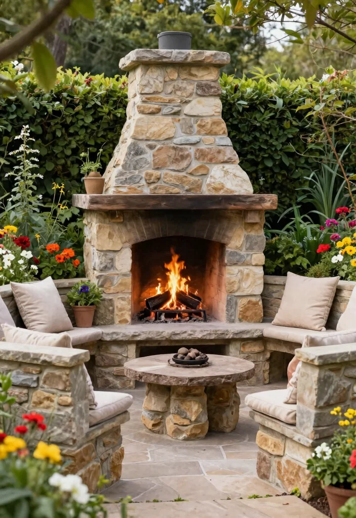 21 Dreamy Rustic Outdoor Fireplace Inspiration Photos 15. Fireplaces with Stone Benches 0
