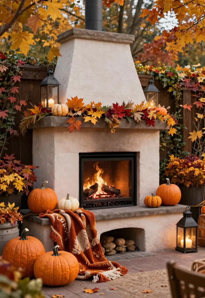 21 Dreamy Rustic Outdoor Fireplace Inspiration Photos 19. Seasonal Decor Around Fireplaces 0