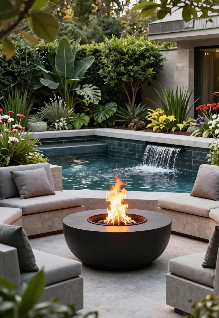 21 Stunning Outdoor Fireplace Ideas Backyards Need 19 21 Stunning Outdoor Fireplace Ideas Backyards Need 19. Contemporary Fire Pit with Water Feature 0