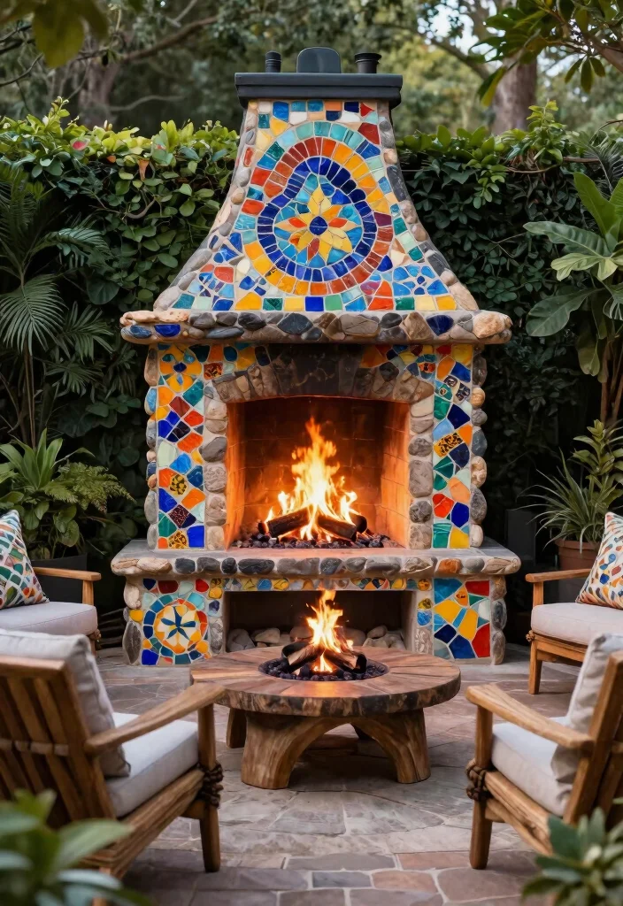 21 Stunning Outdoor Fireplace Ideas Backyards Need 5 21 Stunning Outdoor Fireplace Ideas Backyards Need 5. Artistic Mosaic Fireplace 0