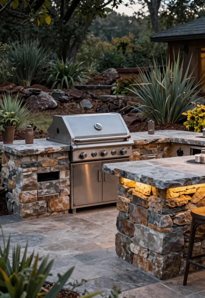 21 Stunning Outdoor Kitchen Gas Grill Ideas You Must See 17. Natural Stone Grill Area 0