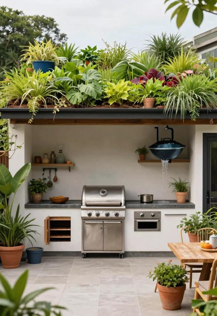 21 Stunning Outdoor Kitchen Gas Grill Ideas You Must See 18. Outdoor Kitchen with an Eco Friendly Roof 0