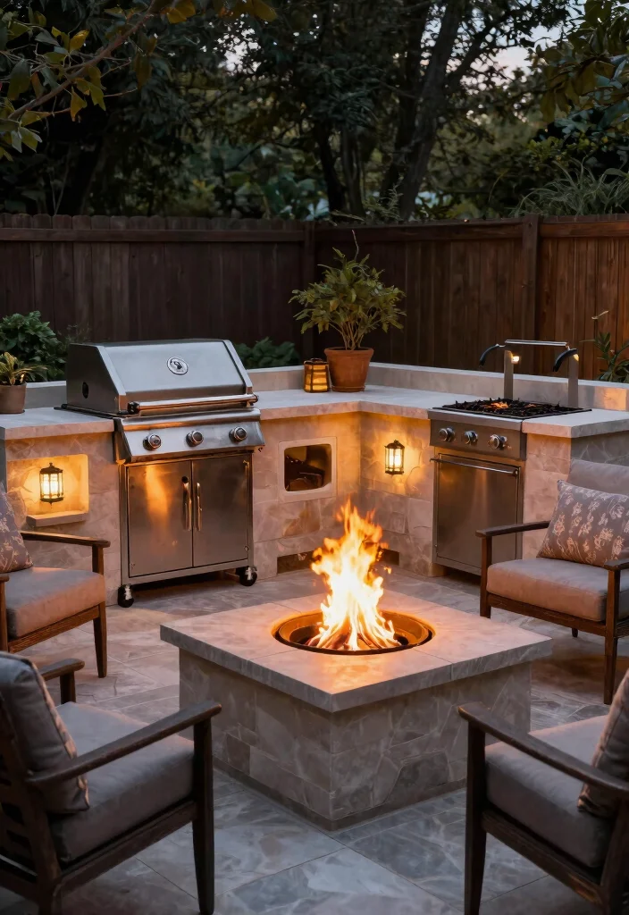 21 Stunning Outdoor Kitchen Gas Grill Ideas You Must See 21. Unique Fire Pit and Grill Combo 0