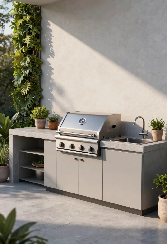 21 Stunning Outdoor Kitchen Gas Grill Ideas You Must See 3. Modern Minimalistic Cooking Space 0
