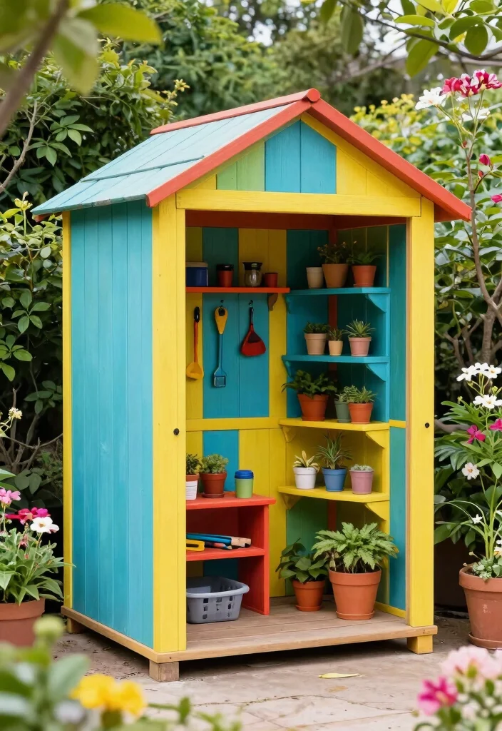 21 Stunning Storage Shed Style Ideas Ultimate Guide 15. Colorful Shed with Artistic Flair 0
