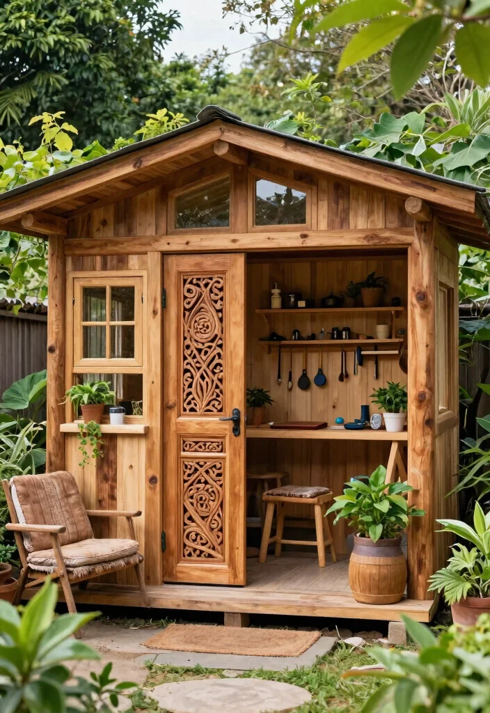 21 Stunning Storage Shed Style Ideas Ultimate Guide 8. Artisanal Shed with Handcrafted Features 0