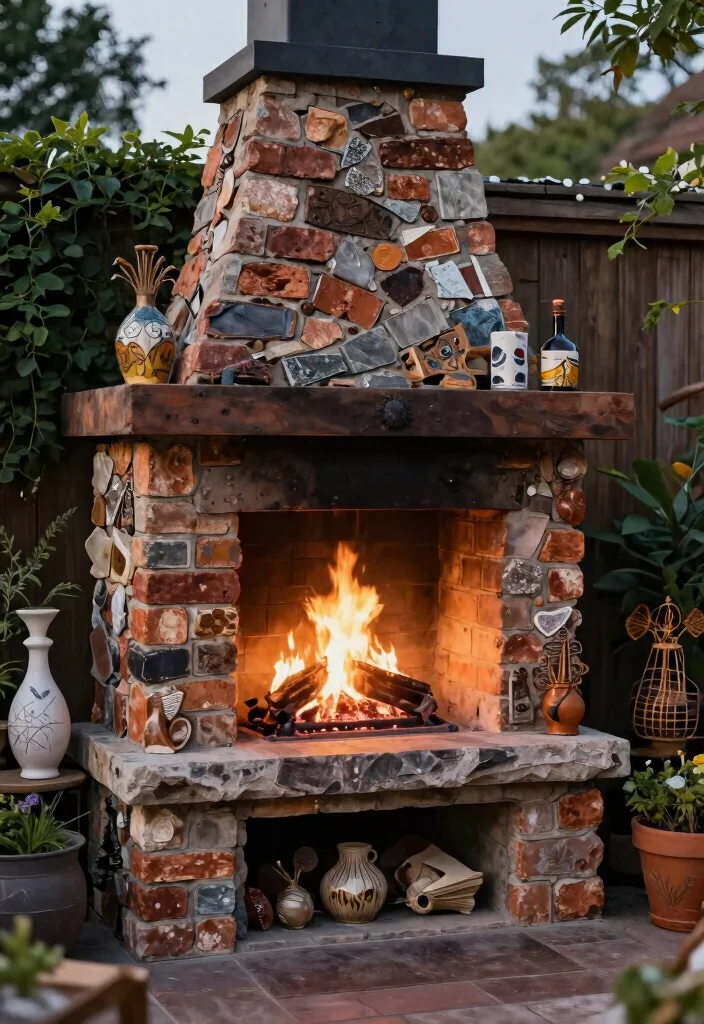 25 Breathtaking Outdoor Fireplace Ideas for Your Yard 61 25 Breathtaking Outdoor Fireplace Ideas for Your Yard 21. Fireplaces with Recycled Materials 0