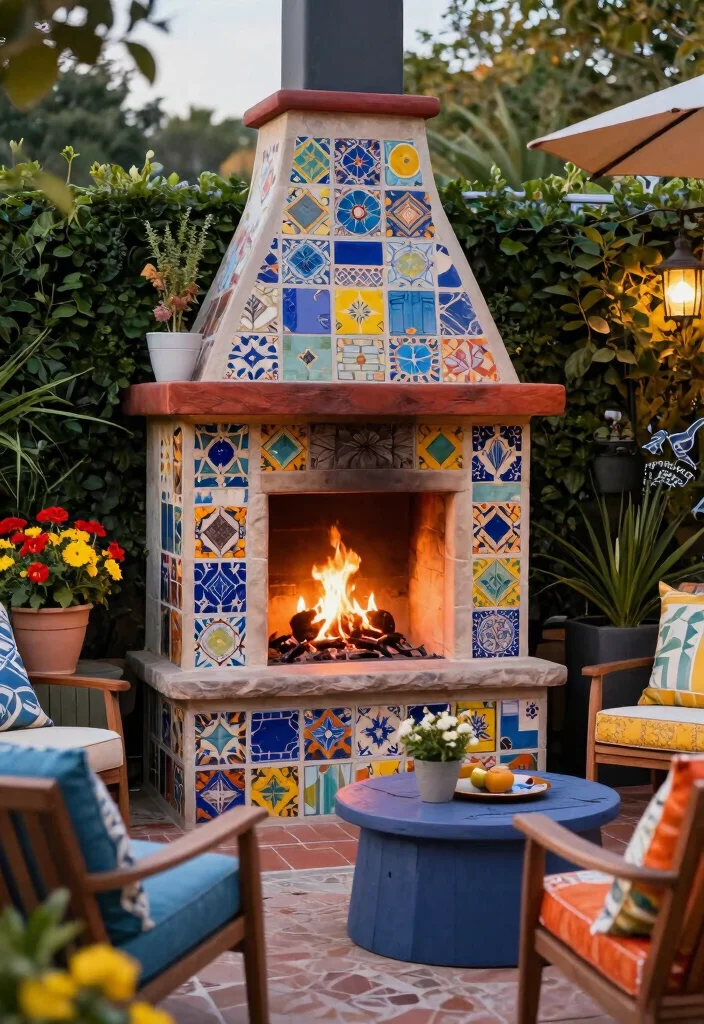 25 Breathtaking Outdoor Fireplace Ideas for Your Yard 62 25 Breathtaking Outdoor Fireplace Ideas for Your Yard 22. Fireplaces with Colorful Accents 0