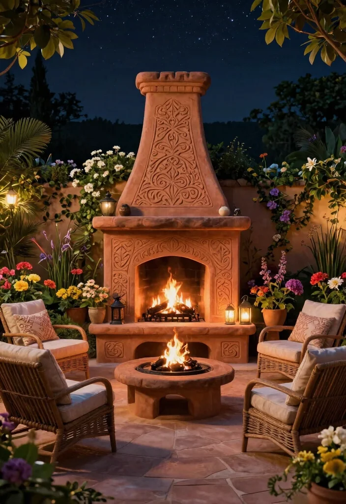 25 Breathtaking Outdoor Fireplace Ideas for Your Yard 25 25 Breathtaking Outdoor Fireplace Ideas for Your Yard 5. Earthy Clay Fireplaces 0