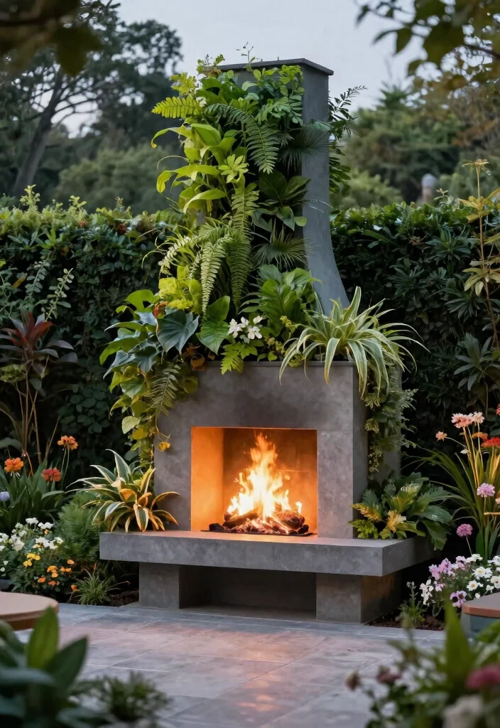 25 Breathtaking Outdoor Fireplace Ideas for Your Yard 28 25 Breathtaking Outdoor Fireplace Ideas for Your Yard 8. Vertical Garden Fireplaces 0