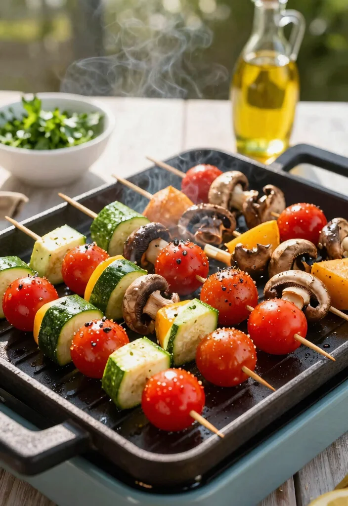 25 Creative Griddle Ideas for Ultimate Outdoor Cooking 2. Griddled Veggie Skewers 0