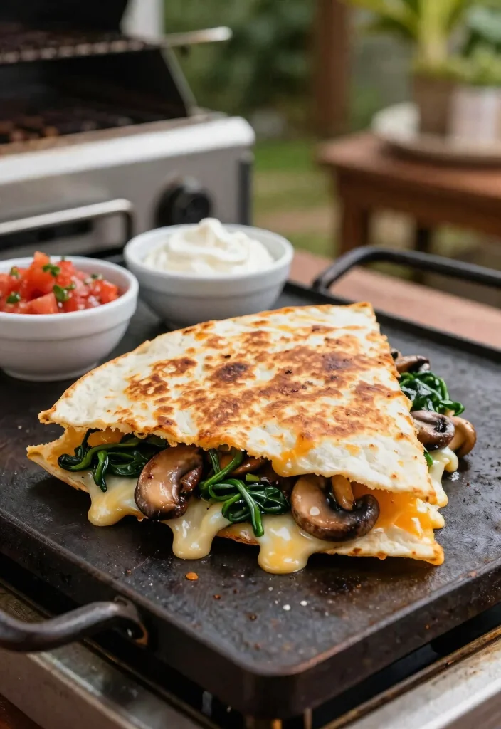 25 Creative Griddle Ideas for Ultimate Outdoor Cooking 5. Mushroom Spinach Quesadilla 0