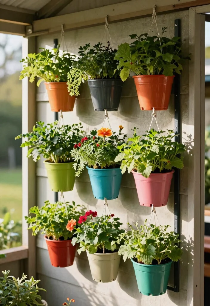 25 Genius Shed Storage Ideas to Organize Your Space 10. Vertical Plant Hanging Systems 0