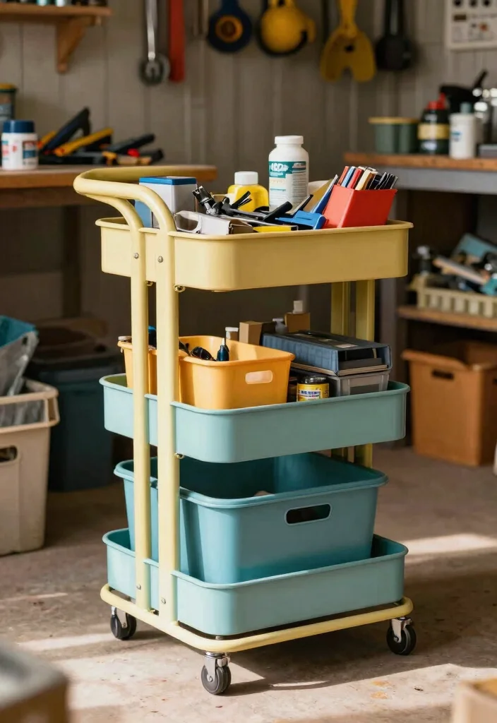 25 Genius Shed Storage Ideas to Organize Your Space 13. Rolling Shelf or Cart 0