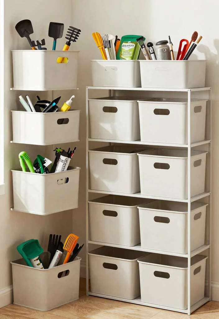25 Genius Shed Storage Ideas to Organize Your Space 15. Stackable Storage Bins 0