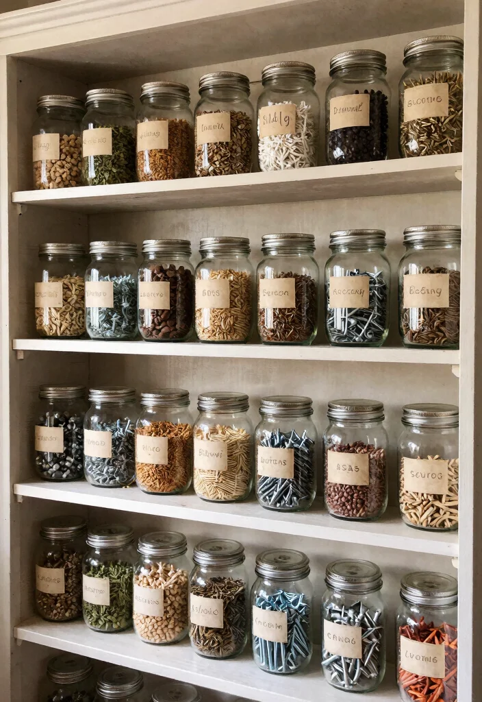 25 Genius Shed Storage Ideas to Organize Your Space 18. Use Old Jars for Small Items 0