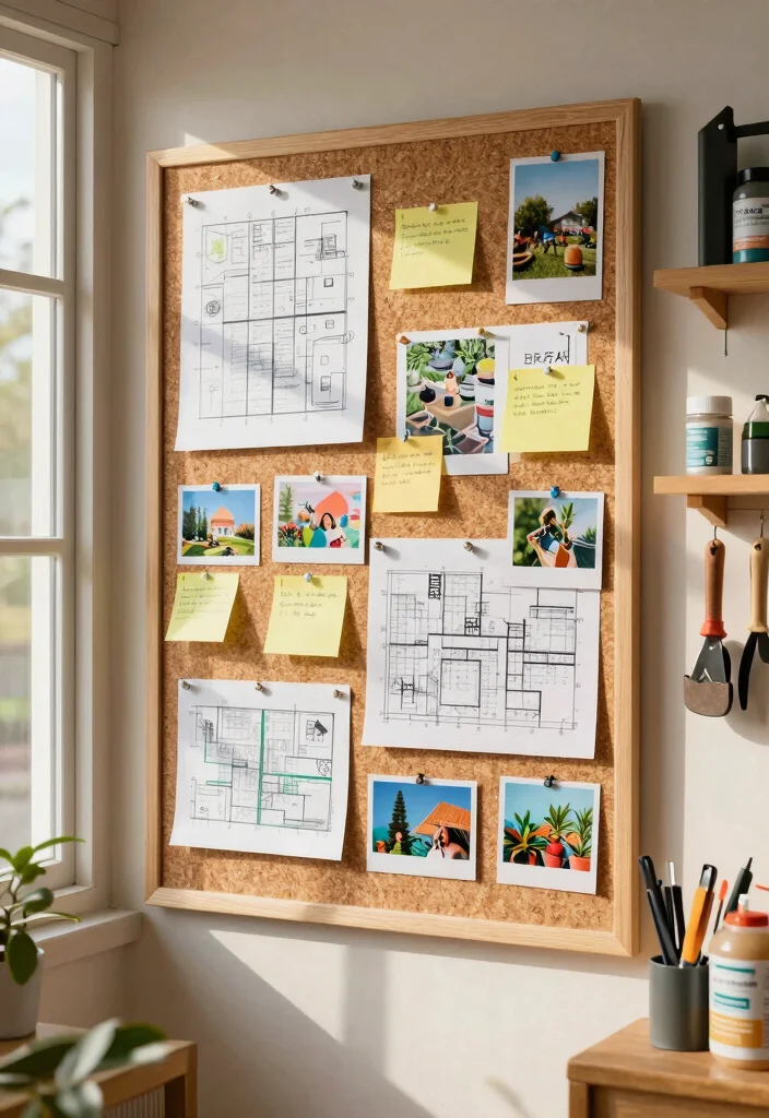 25 Genius Shed Storage Ideas to Organize Your Space 19. Use a Cork Board for Plans and Reminders 0