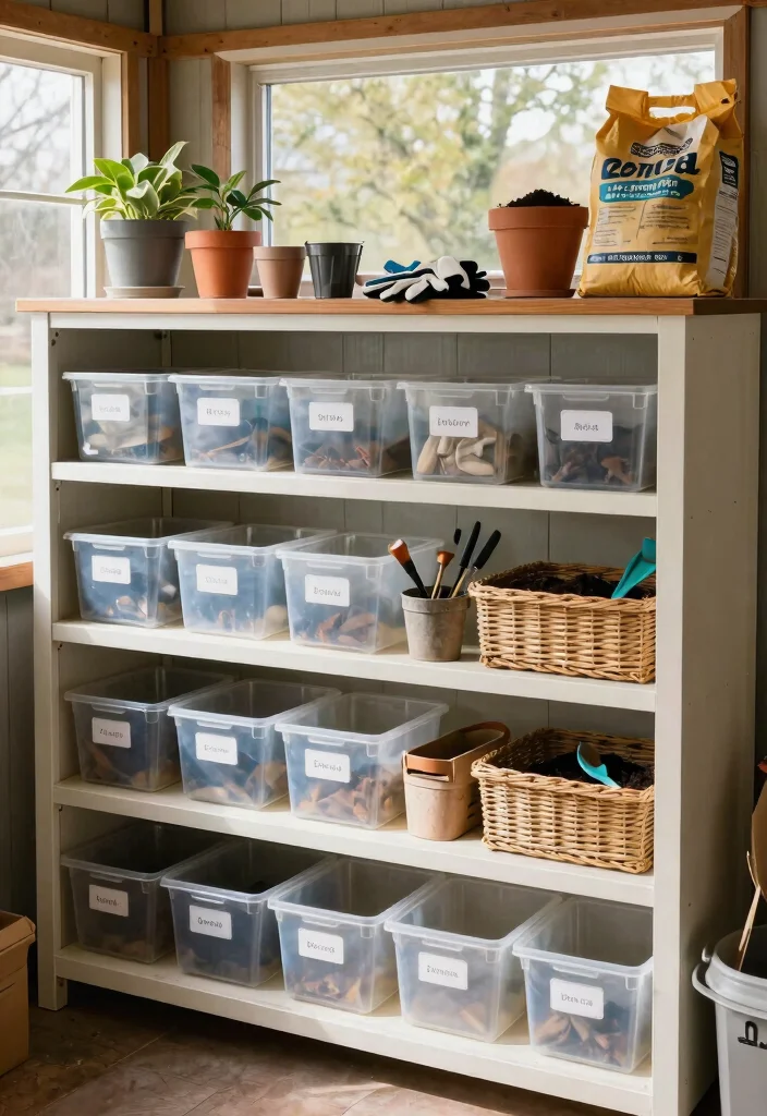 25 Genius Shed Storage Ideas to Organize Your Space 2. Shelf Storage with Labels 0