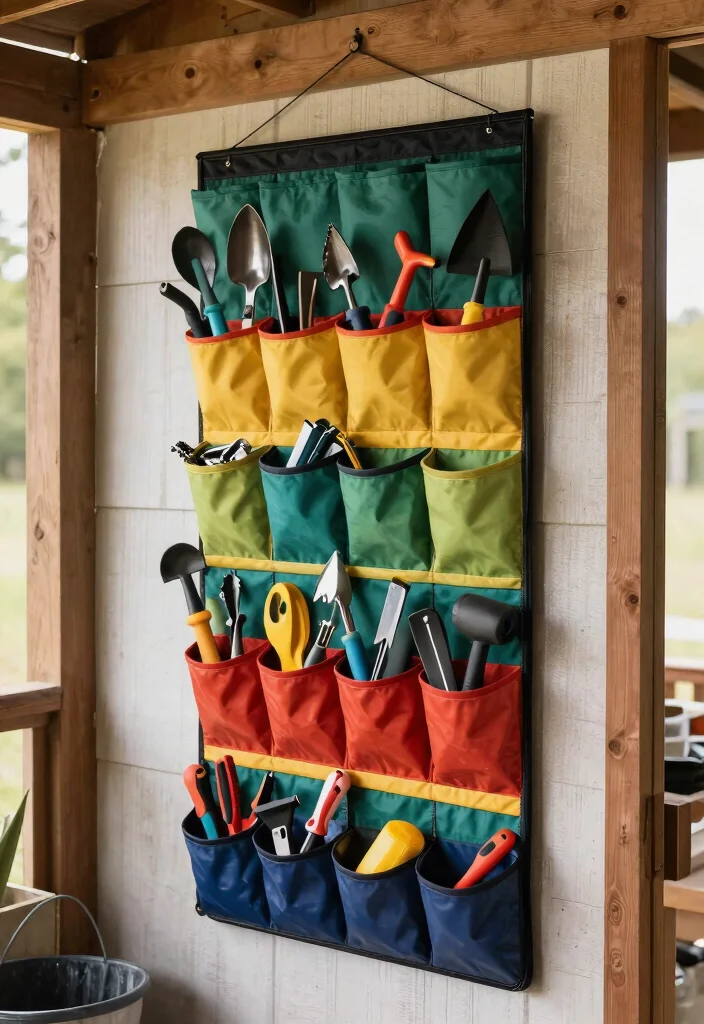 25 Genius Shed Storage Ideas to Organize Your Space 20. Vertical Garden Tool Holder 0