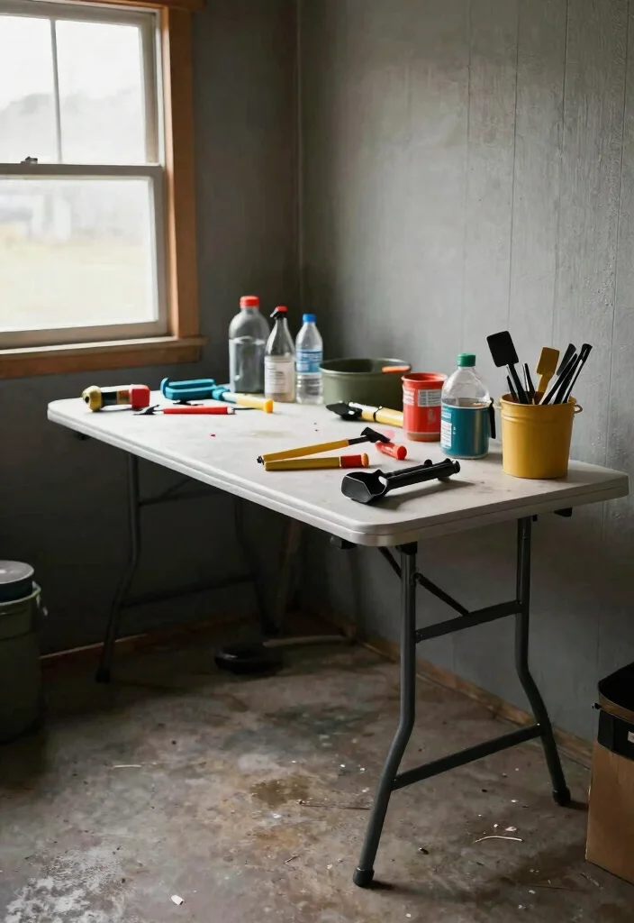 25 Genius Shed Storage Ideas to Organize Your Space 23. Use a Folding Table 0