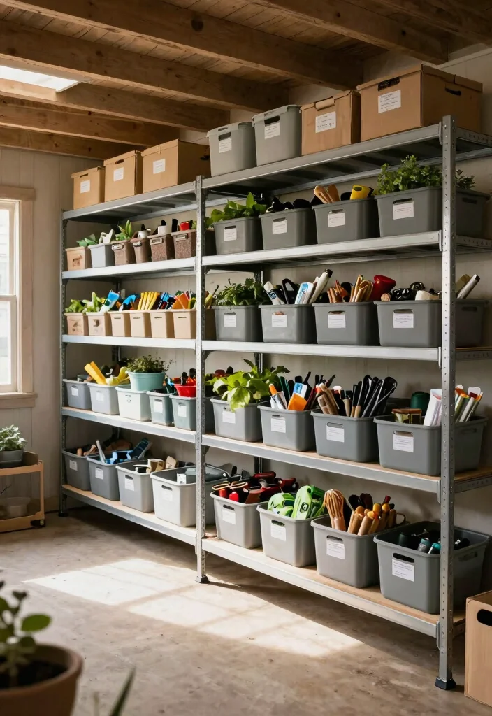 25 Genius Shed Storage Ideas to Organize Your Space 3. Overhead Storage for Seasonal Items 0