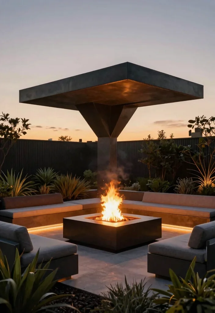 15 Ultimate Fireplace Concepts: Outdoor Fire Pits Style 14. Fire Pit with a Cantilevered Design