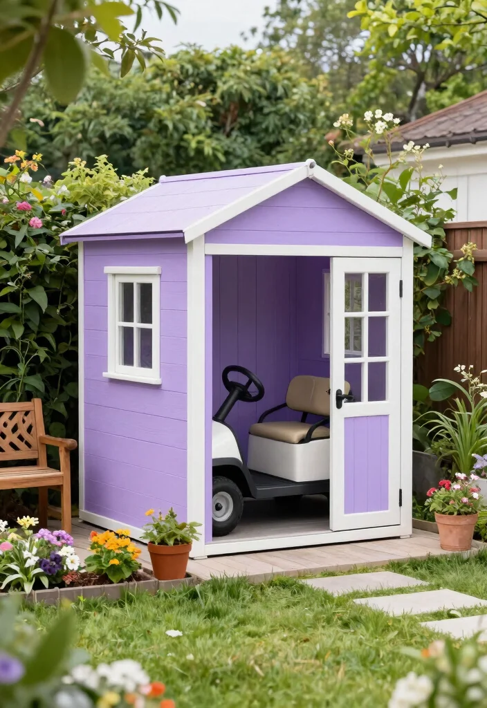 7 Best Golf Cart Storage Shed Ideas Perfect Fit 1. Chic Mini Garden Shed 0