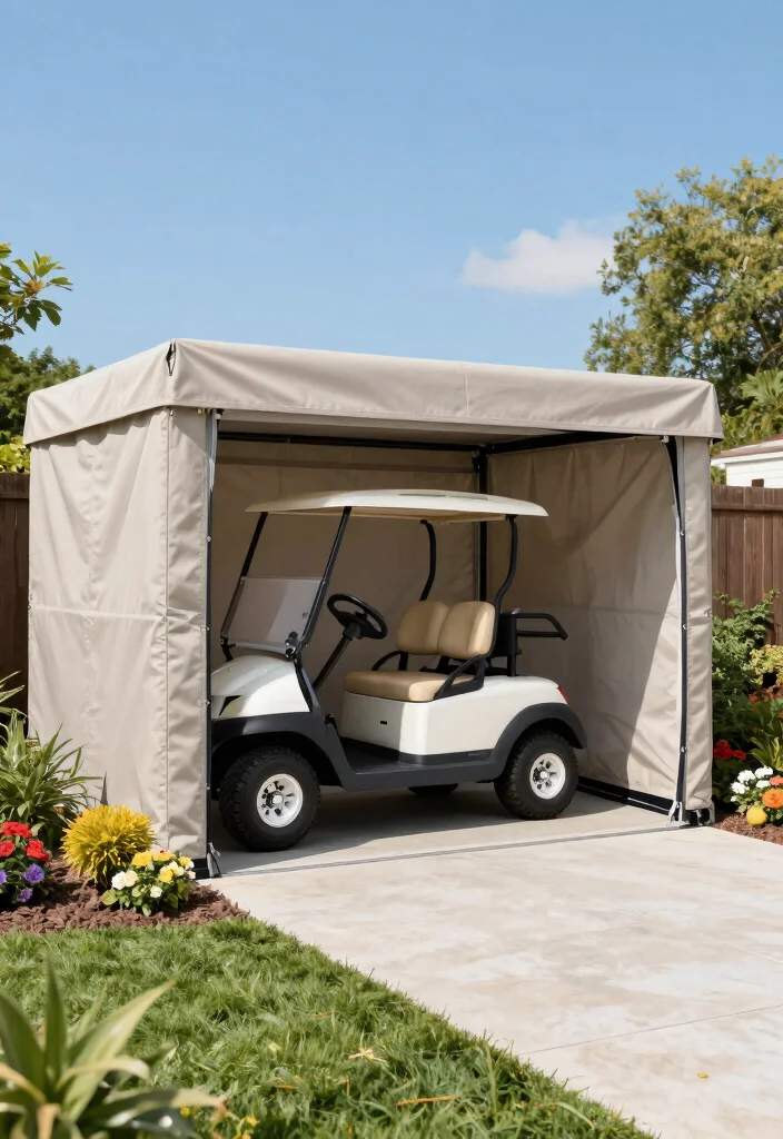 7 Best Golf Cart Storage Shed Ideas Perfect Fit 3. Portable Golf Cart Garage 0