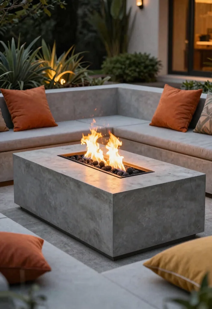 7 Best Outdoor Fireplace Hearth Ideas for Safety 4. Modern Concrete Fire Table 0