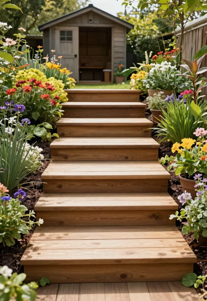 7 Safe Storage Shed Ramp Ideas for Easy Access 4. A Tiered Garden Ramp 0