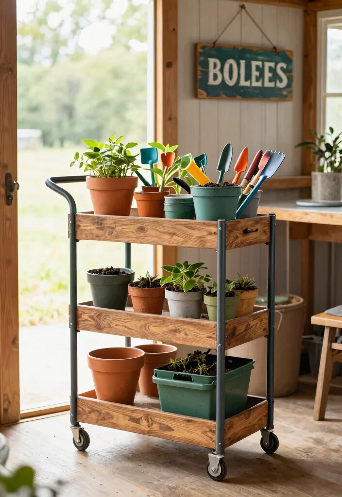 7 Sturdy Pole Shed Storage Ideas for Farm Equipment 2. Rolling Tool Carts 0