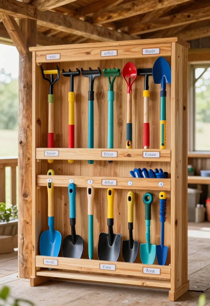 7 Sturdy Pole Shed Storage Ideas for Farm Equipment 4. Vertical Garden Tool Racks 0