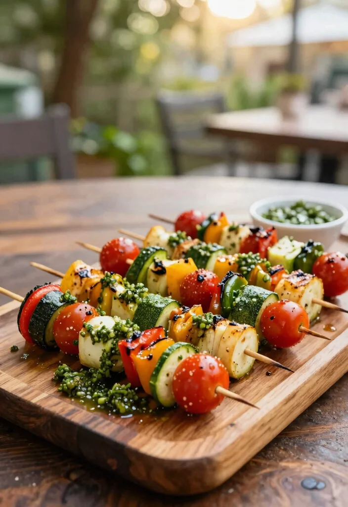 9 Aesthetic Griddle Brunch Ideas for Hosting Friends 3. Grilled Veggie Skewers with Chimichurri 0