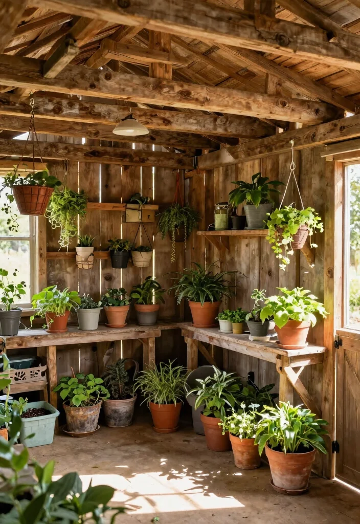 9 Brilliant Shed Ceiling Storage Ideas Hidden Space 7. Reclaimed Wood Beams for Storage 0