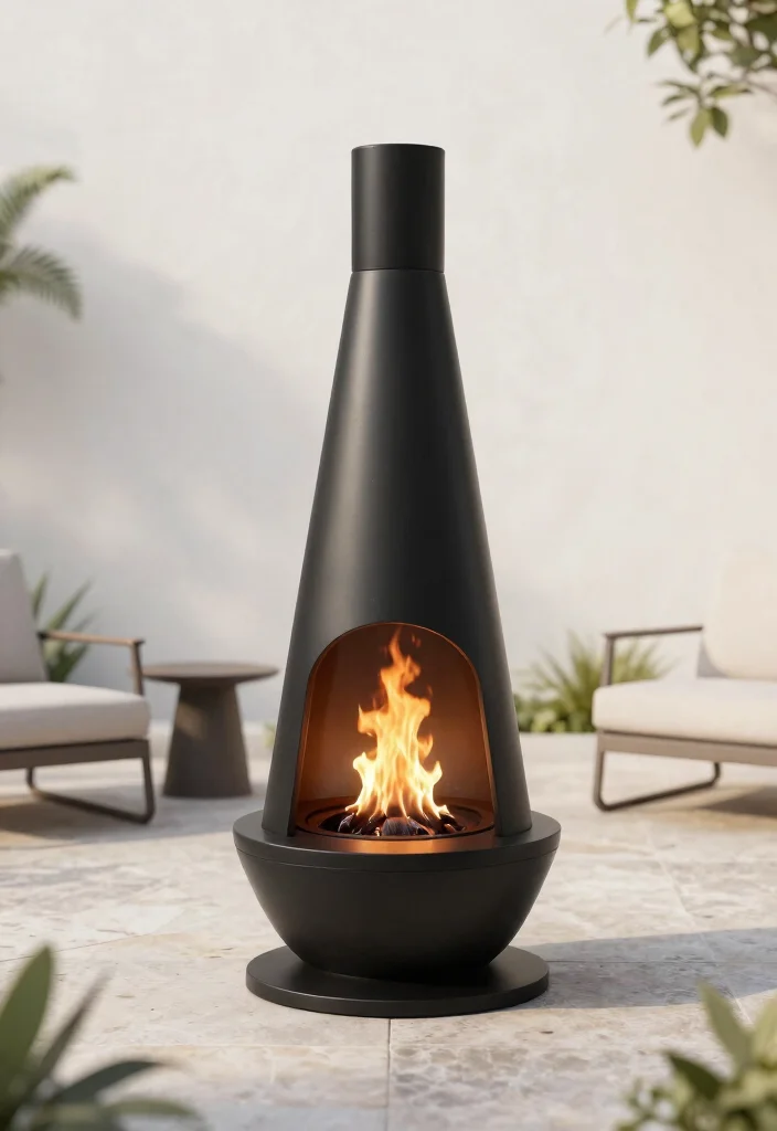 9 Chic Black Outdoor Fireplace Ideas for Modern Homes 1 9 Chic Black Outdoor Fireplace Ideas for Modern Homes 1. Sleek Cylindrical Fireplace 0
