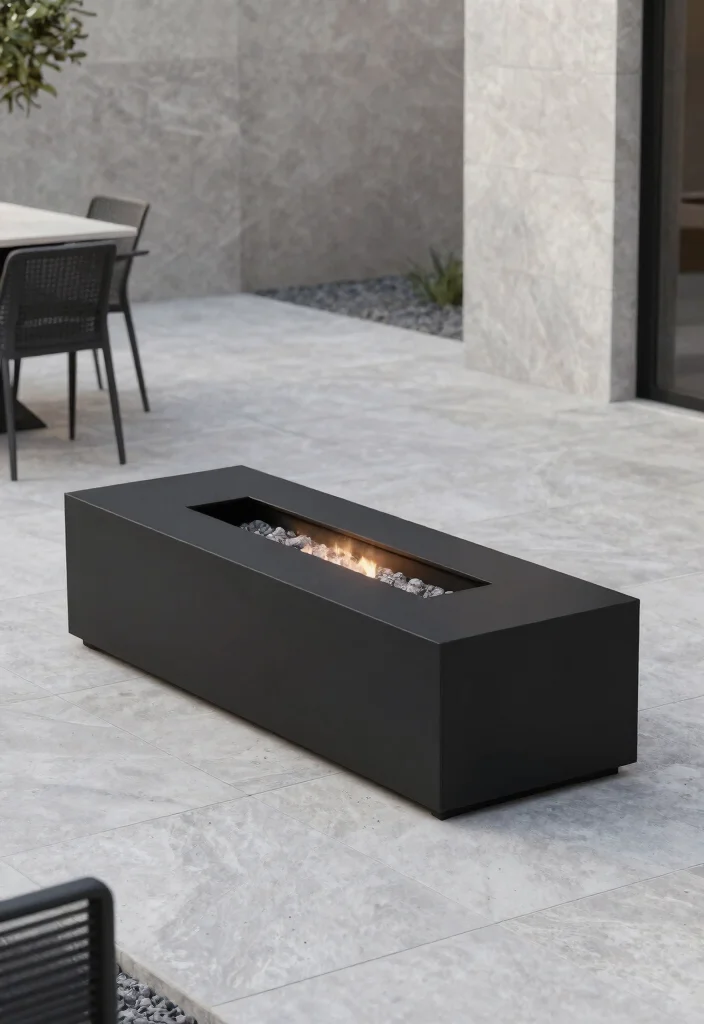 9 Chic Black Outdoor Fireplace Ideas for Modern Homes 23 9 Chic Black Outdoor Fireplace Ideas for Modern Homes 3. Minimalist Rectangular Fireplace 0