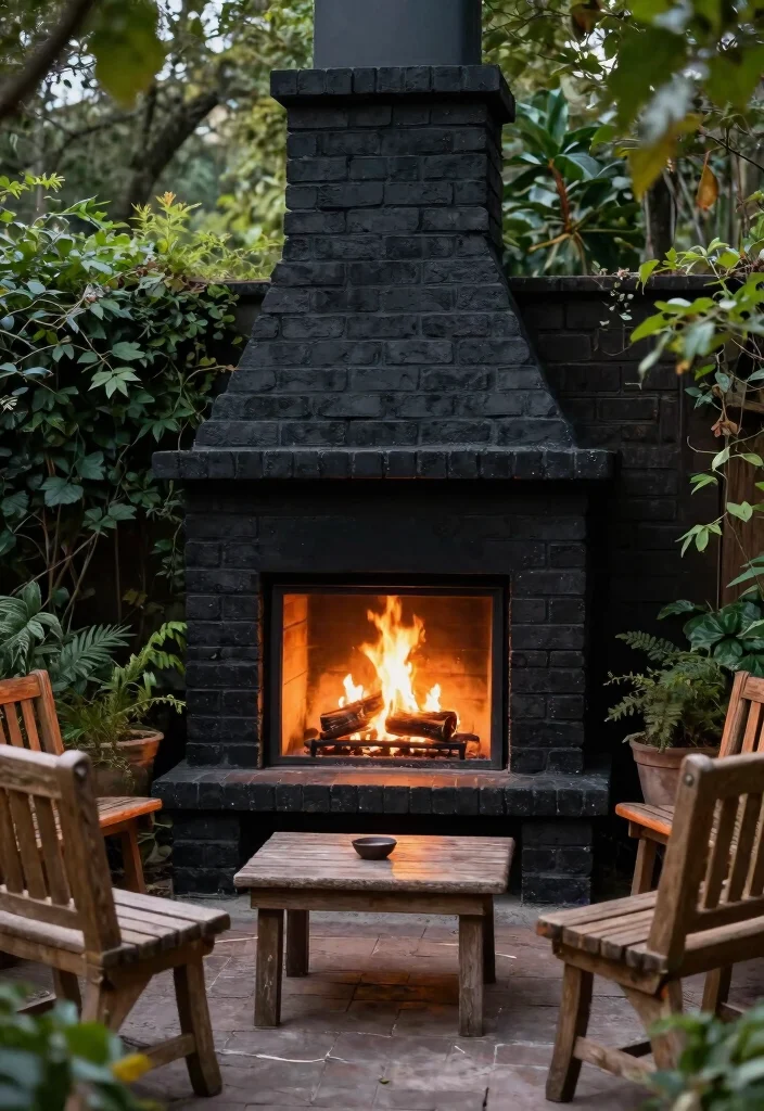 9 Chic Black Outdoor Fireplace Ideas for Modern Homes 25 9 Chic Black Outdoor Fireplace Ideas for Modern Homes 5. Classic Black Brick Fireplace 0
