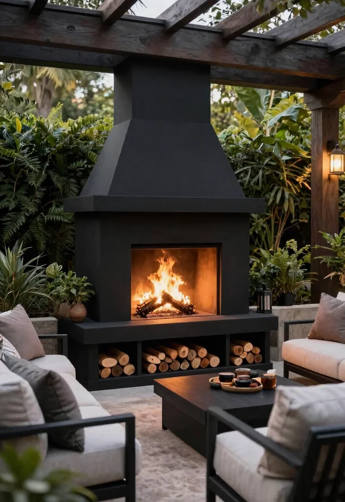 9 Chic Black Outdoor Fireplace Ideas for Modern Homes 49 9 Chic Black Outdoor Fireplace Ideas for Modern Homes 9. Custom Built In Black Fireplace 0