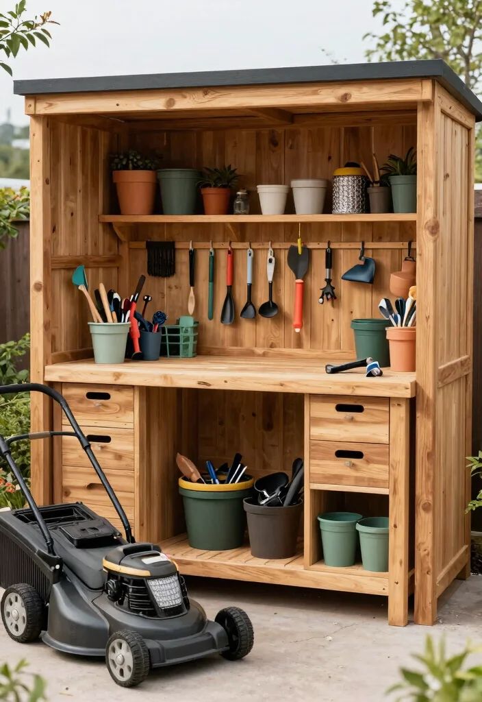 9 Clever Garden Shed Storage Ideas for Lawn Mowers 2. Multi functional Furniture 0