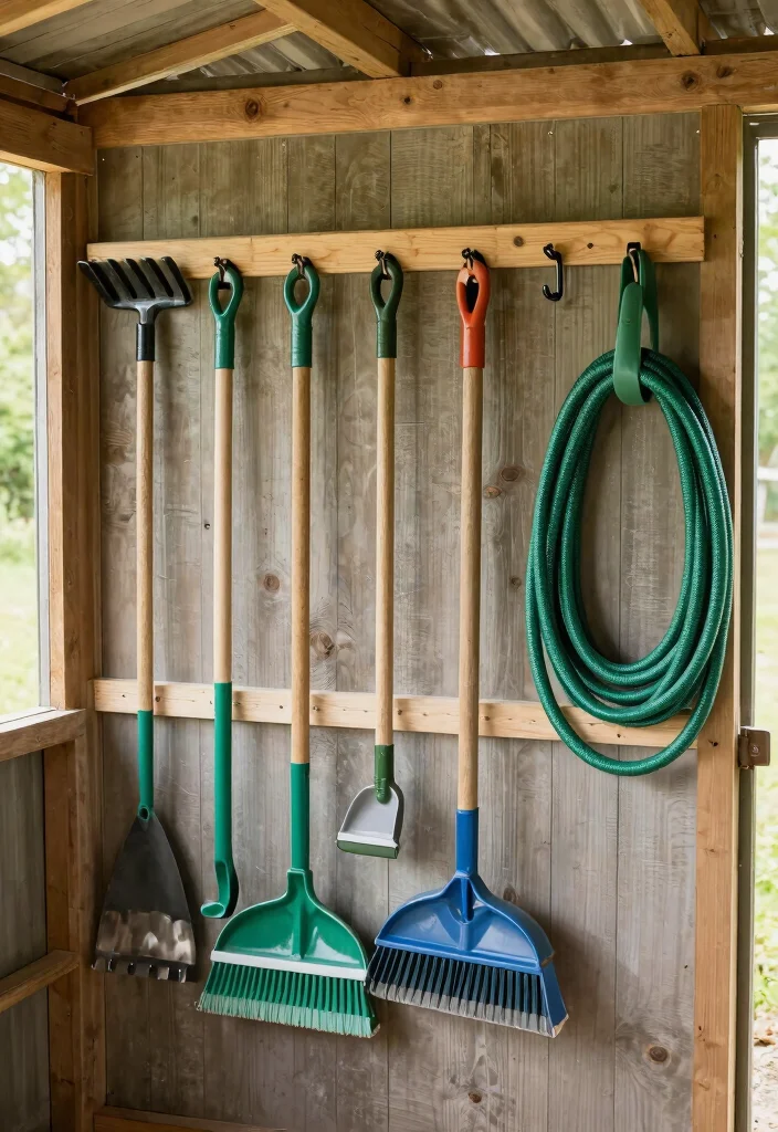 9 Clever Garden Shed Storage Ideas for Lawn Mowers 8. Use of Wall Hooks and Racks 0