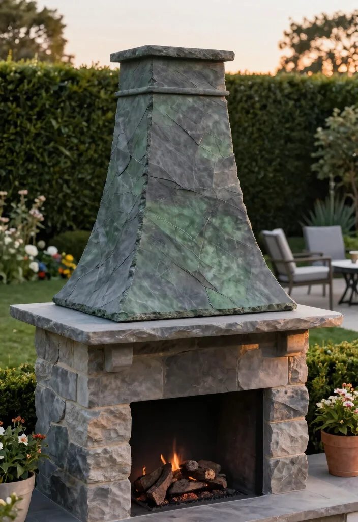 9 Custom Outdoor Fireplace Chimney Cap Ideas 4. Classic Slate Cap 0
