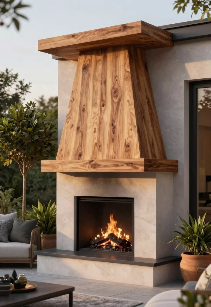 9 Custom Outdoor Fireplace Chimney Cap Ideas 7. Minimalist Wooden Cap 0
